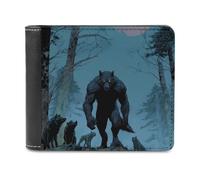 Werewolf Standing in The Moonlight Bi-fold Men's Wallets with 6 Card Slots Slim Travel Purse Leather Money Clip