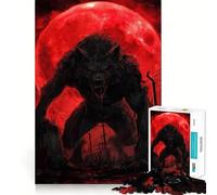 Werewolf Under A Blood Moon Jigsaw Puzzles 1000 Recall Fun Play Burr Free Clean Cut Pieces Portable Travel Friendly Fun Game (50x75cm)