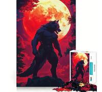Werewolf Under Blood Moon 1000-piece Jigsaw Puzzles Brain Focus Game Expert Cutting Craftsmanship Fascinating Hobby for Idle Moments (38x52cm)