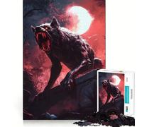 Werewolf Under Blood Moon 1000-piece Jigsaw Puzzles Brain Training Fun Tight Interlock No Gaps Bonding Activity for Loved Ones (38x26cm)