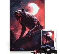 Werewolf Under Blood Moon 1000 Pieces Jigsaw Puzzles for Teenagers Think Training Mindful Escape Defined Edges Seasonal Gift (50x75cm)