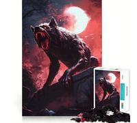 Werewolf Under Blood Moon Jigsaw for Adults1000 Pieces Brain Focus Game Precision Cut Smooth Edges Amusing Challenge for Waiting Time (50x75cm)