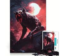 Werewolf Under Blood Moon Jigsaw Puzzle 1000 Pieces Cognitive Fun Play High Precision Die Cut Unique Gift for Stress Relief (38x52cm)