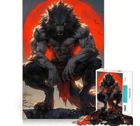 Werewolf Under Blood Moon Jigsaw Puzzle1000 Pieces Mind Train Fun Clean Cut Sturdy Components Captivating Leisure for Cozy Indoors (38x26cm)