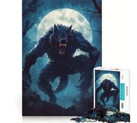 Werewolf Under Full Moon Jigsaw for Adults 1000 Pieces Brain Memory Game Laser Cut for Flawless Fit Unique Gift for Stress Relief (38x52cm)