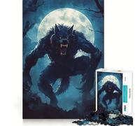 Werewolf Under Full Moon Jigsaw Puzzle 1000 Recall Fun Play Advanced Laser Cutting Tech Holiday Indoor Entertainment Toy (38x26cm)