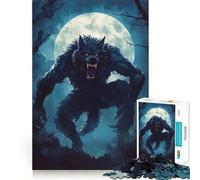 Werewolf Under Full Moon Jigsaw Puzzles 1000 Mental Focus Game No Gap Tight Fitting Design Interactive Brain Challenge for Home (50x75cm)