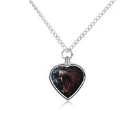 Werewolf with His Tongue Out Custom Cremation Jewelry Urn Necklace for Dog Pet Ashes Heart Memorial Pendant