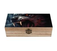 Werewolf with His Tongue Out Decorative Wooden Storage Box with Hinged Lid And Front Clasp Keepsakes Chest