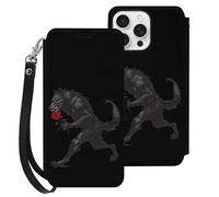 Werewolf with Rose Cell Phone Front Flip Case Compatible with iPhone 16/16 Plus/16 Pro/16 Pro Max/16 E Soft Protective Shell