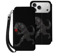 Werewolf with Rose Cell Phone Front Flip Case Compatible with iPhone 17/17 Air/17 Pro/17 Pro Max Soft Protective Shell