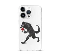 Werewolf with Rose TPU Cell Phone Case Compatible with iPhone 15/15 Plus/15 Pro/15 Pro Max Soft Protective Shell