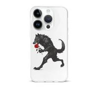 Werewolf with Rose TPU Cell Phone Case Compatible with iPhone 15/15 Plus/15 Pro/15 Pro Max Soft Protective Shell