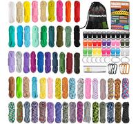 WEREWOLVES Paracord 550 Combo Crafting Kits with Instruction- 60 Colors 10ft Multifunction Paracord and Complete Accessories for Making Paracord Bracelets, Lanyards, Dog Collar (Lucky, 60 Colors)