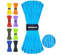 WEREWOLVES Reflective Paracord Rope 100FT, 7 Strand Type III Parachute Cord 4mm Thin Tent Rope for Outdoor Camping Hiking (Lake Blue, 100FT)