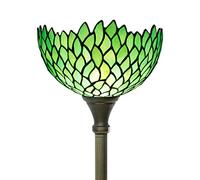 WERFACTORY Tiffany Floor Lamp Green Wisteria Stained Glass Light 12X12X71 Inches Pole Torchiere Standing Corner Torch Uplight Decor Bedroom Living Room Home Office S523 Series