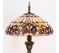 WERFACTORY Tiffany Style Floor Lamp Serenity Victorian Stained Glass Standing Reading Light 16X16X64 Inches Antique Pole Corner Lamp Decor Bedroom Living Room Home Office S021 Series