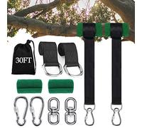 Werfeito Tree Swing Hanging Straps Kit (Set of 2) - 3FT/8FT/10FT/20FT/30FT Heavy Duty Tree Swing Straps Holds 5000 lbs, Easy & Fast Installation for All Types of Swings and Hammocks(30 FT)
