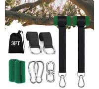 Werfeito Tree Swing Straps Hanging Kit (Set of 2), 3FT/10FT/20FT/30FT Tree Swing Straps Holds 2500 lbs with Tree Protector, Safety Lock Carabiner and Swivel Perfect for Swings & Hammocks(3 FT)