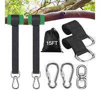 Werflyto Safe Tree Swing Hanging Straps Kit, 3FT/10FT/15FT/20FT, Heavy Duty Holds 5500LBS Extra Long Adjustable Tree Swing Straps, Easy & Fast Way to Hang Any Swing or Hammock(15 FT)