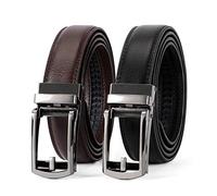 WERFORU 2 Pack Men's Leather Ratchet Belts for Dress Trousers Adjustable Ratchet Belt with Automatic Buckle fit Everywhere