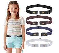 WERFORU 4 Pack Kids Elastic Belts No Buckle Stretch Belt for Boys Girls, Invisible Adjustable Elastic Buckle Free Belt