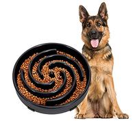 WERFORU Large Pet Slow Feeder Dog Bowl, Slow Eating Dog Bowl Fun Puzzle Feeding Bowl Non Skid Bloat Stop Dog Food Bowl Black Interactive Maze Bowl
