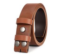 WERFORU Mens Leather Belt Strap Without Buckle Replacement Leather Belt Strap with Snap on Buckle Width 1.5 Inch Brown