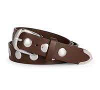 WERFORU Women Fashion Leather Belt for Jeans Pants Dress Ladies Vintage Punk Studded Belt with Silver Buckle Coffee