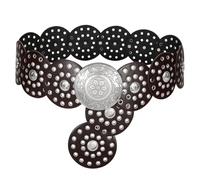 WERFORU Women's Boho Disc Belt Wide Western Leather Belt Vintage Concho Waist Belts for Dress Jeans