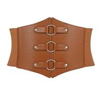 WERFORU Women's Elastic Corset Waist Belt, Lace-up Tied Waspie Wide Cinch Belt Pirate Costume Belt