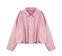 WERFORU Women's Faux Suede Bomber Jacket Casual Pilot Coat Oversized Spring Fall Batwing Long Sleeve Streetwear Outwear