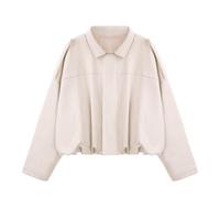 WERFORU Women's Faux Suede Bomber Jacket Casual Pilot Coat Oversized Spring Fall Batwing Long Sleeve Streetwear Outwear