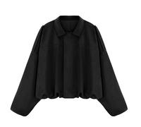 WERFORU Women's Faux Suede Bomber Jacket Casual Pilot Coat Oversized Spring Fall Batwing Long Sleeve Streetwear Outwear