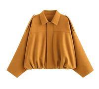 WERFORU Women's Faux Suede Bomber Jacket Casual Pilot Coat Oversized Spring Fall Batwing Long Sleeve Streetwear Outwear