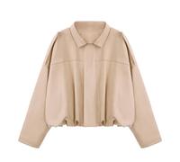 WERFORU Women's Faux Suede Bomber Jacket Casual Pilot Coat Oversized Spring Fall Batwing Long Sleeve Streetwear Outwear