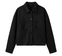 WERFORU Women's Faux Suede Cropped Jacket Lightweight Casual Button Up Shacket Coat