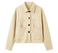 WERFORU Women's Faux Suede Cropped Jacket Lightweight Casual Button Up Shacket Coat