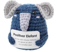 Werfunee Lucky Charm Positive Potato, Pocket Hug Positive Knitting Wool, Positive Potato German, Positive Courage Gifts, Get Well Soon Gift, Motivational Gifts (Elephant)