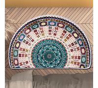 WERGHJ Half Round Door Mat,Boho Brown Absorbent Non-Slip Welcome Entrance Way Mat,Microfiber Tufted Indoor Rug for Kitchen Living Room