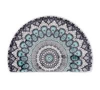 WERGHJ Half Round Door Mat,Semi Circle Bathroom Floor Rug,Mandala Boho Bohemian Black Green Non-Slip Welcome Entrance Way Absorbent Bath Mat,Microfiber Tufted Indoor Rug for Kitchen Living Room (b2)