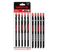 WERHE jigsaw blades 5-piece set T744D 180mm - extra-long blades for clean wood cuts - compatible with Bosch, Metabo, Makita and T-shank jigsaws