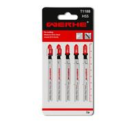 WERHE Jigsaw Blades T118B HSS - for thick sheet 2.5-6.0 mm - clean metal cuts without burrs - 5-pack - T-shank, 92 mm, 2.0 mm tooth pitch