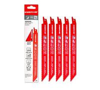 WERHE ® Professional - 5 x Wood & Metal Jigsaw Blades - 200mm S1022VFN Extra Durable - Quick Palette and Plastic Nail Foxtail Saw Leaf Cutting - Compatible with Bosch, Makita Jigsaws