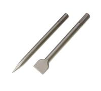 WERHE SDS Max Chisel Set 2-piece 400 mm - Pointed Chisel and Flat Chisel 50 mm Made from Hardened Steel for Concrete and Masonry