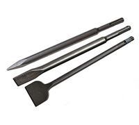 WERHE SDS Plus Chisel Set 600 mm - Extra Long 3-Piece Set with Pointed and Flat Chisels 25/50 mm - Robust Steel for Concrete and Masonry