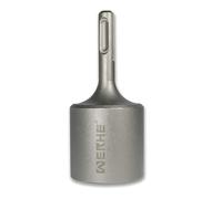 WERHE SDS Plus Ground Rod Driver 32,5 mm Inner Diameter - Robust Steel for Deep Ground Rods and Earthing Rods - Compatible with Rotary Hammers - Professional Quality for Electrical Installations