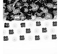 Werich camera Movie Night Party Confetti - 600 PCS Film Reel & Camera Foil Table Scatter Decorations Black and Silver Movie Theme Decor for Hollywood Awards, Cinema Birthday, Oscars Party Supplies