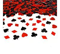 Werich Casino Party Confetti Metallic Foil Poker Card Suit Table Scatter - Red & Black Hearts, Spades, Clubs, Diamonds - Casino Theme Decorations for Poker Night, Las Vegas, Birthday, Wedding.