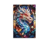 WERIDMV Stained Glass Dragon Decorative Poster Poster Decorative Painting Canvas Wall Posters And Art Picture Print Modern Family Bedroom Decor Posters 24x36inch(60x90cm)
